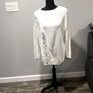 Sweater White with Fringes - size 3x